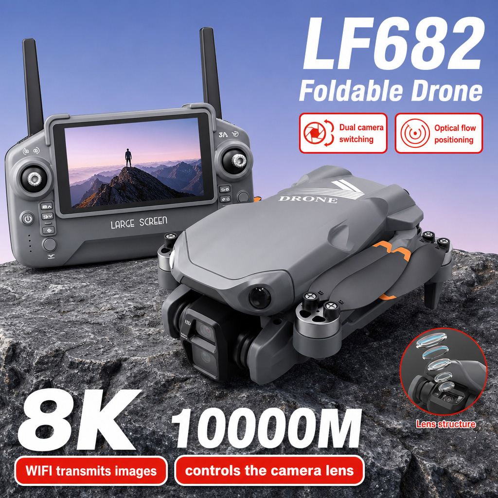 Drone Camera With Gimbal - โดรนถ่ายภาพทางอากาศ LF682 8K HD กล้องคู่ GPS