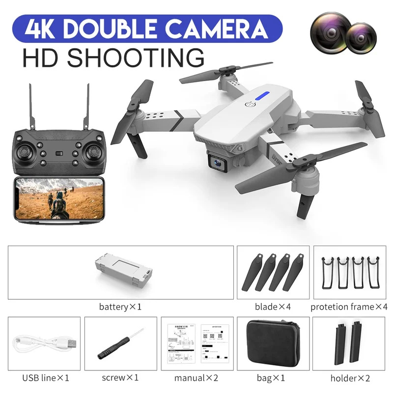 โดรนพับได้อัจฉริยะ E88 Pro รอง - Drone Camera Wide Angle บทวิจารณ์และราคา